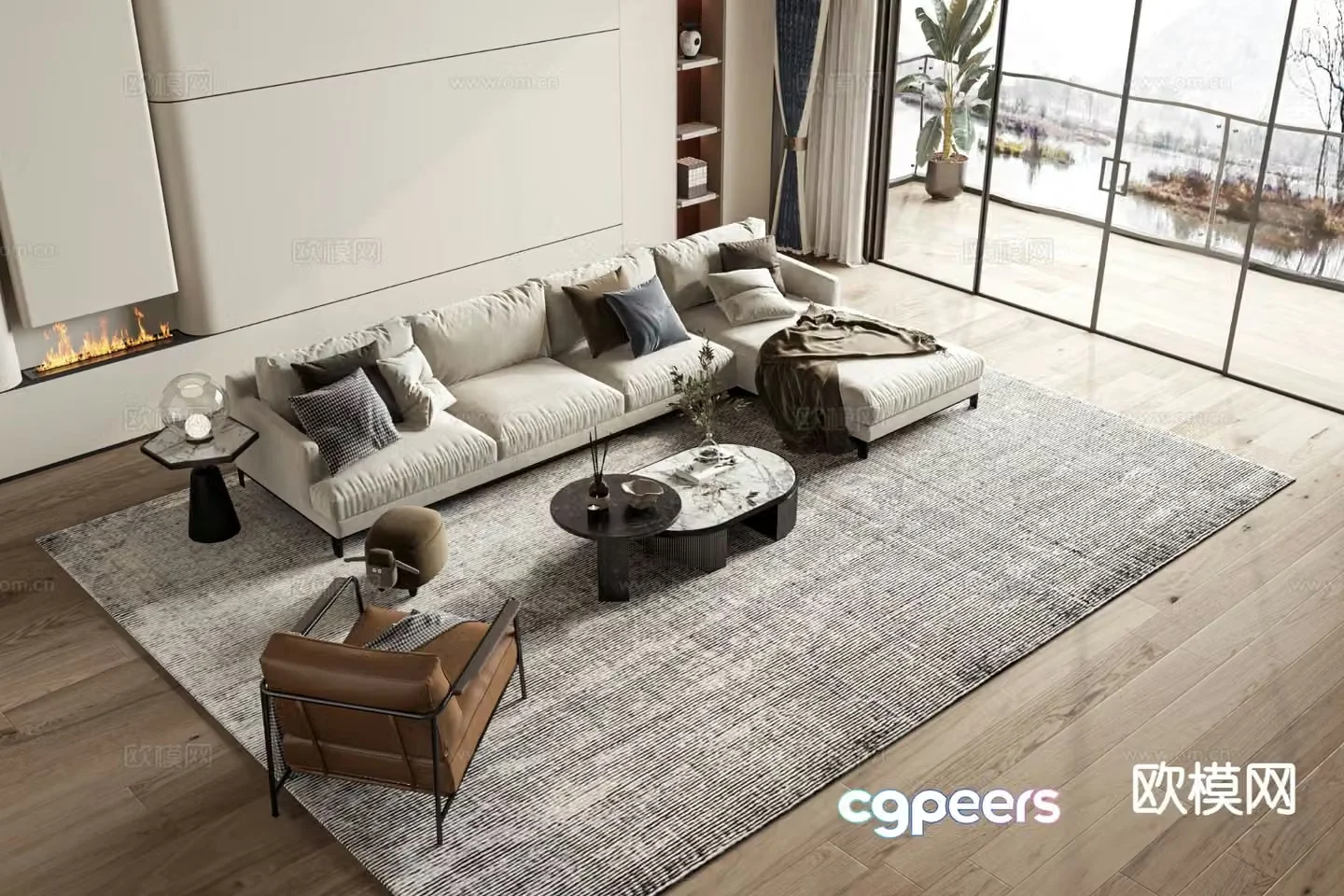 Modern corner sofa modular sofa 3d model