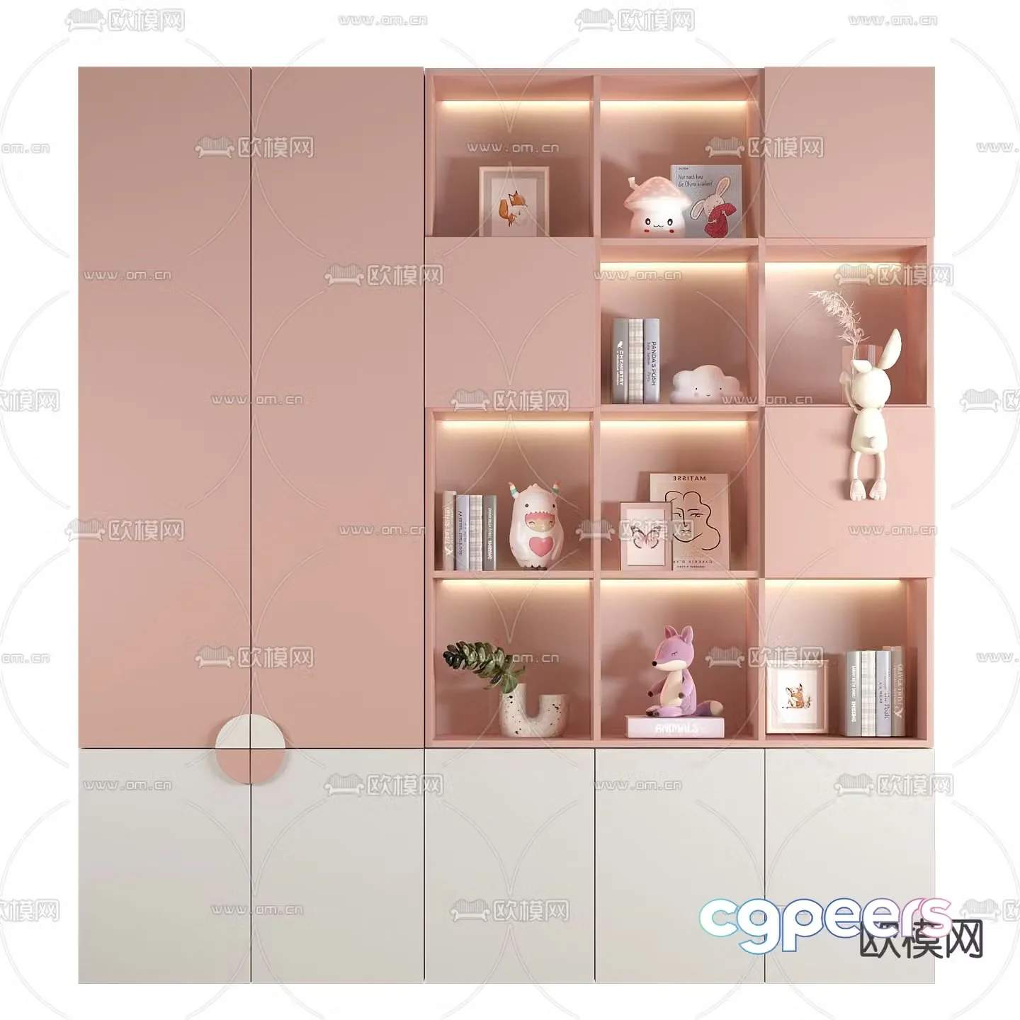 Modern children’s bookcase 3d model