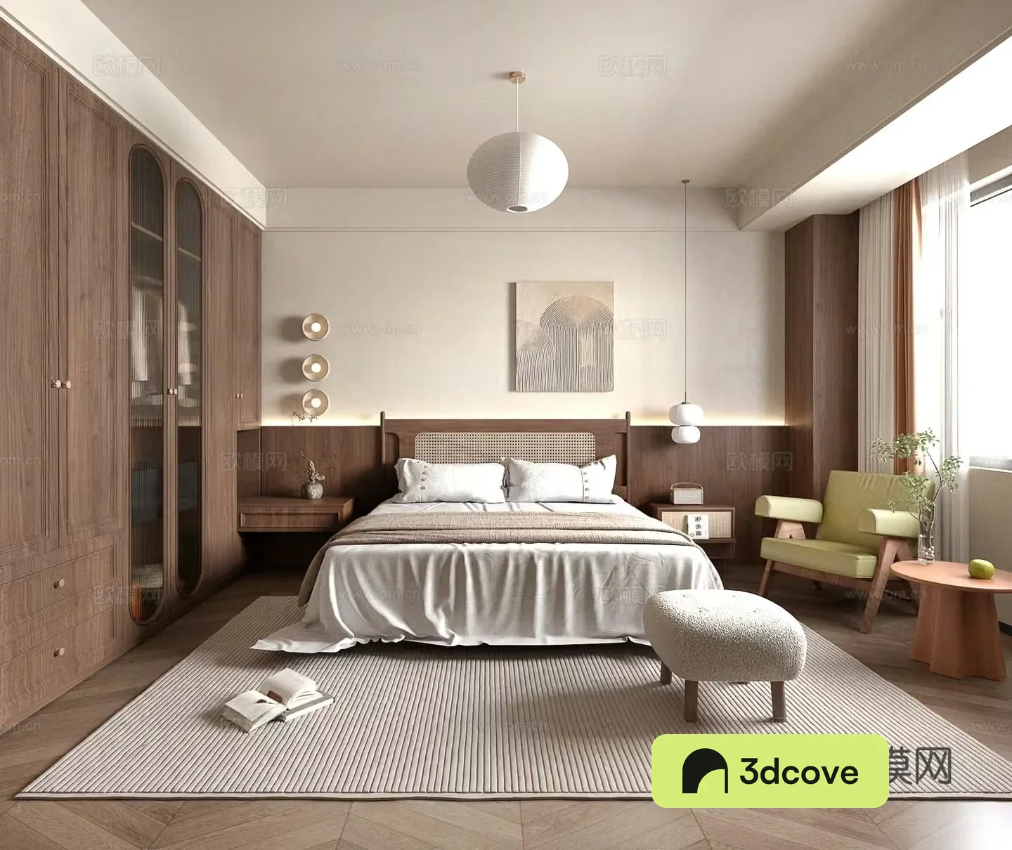 Middle style bedroom master bedroom room home decoration 3d model 3d model