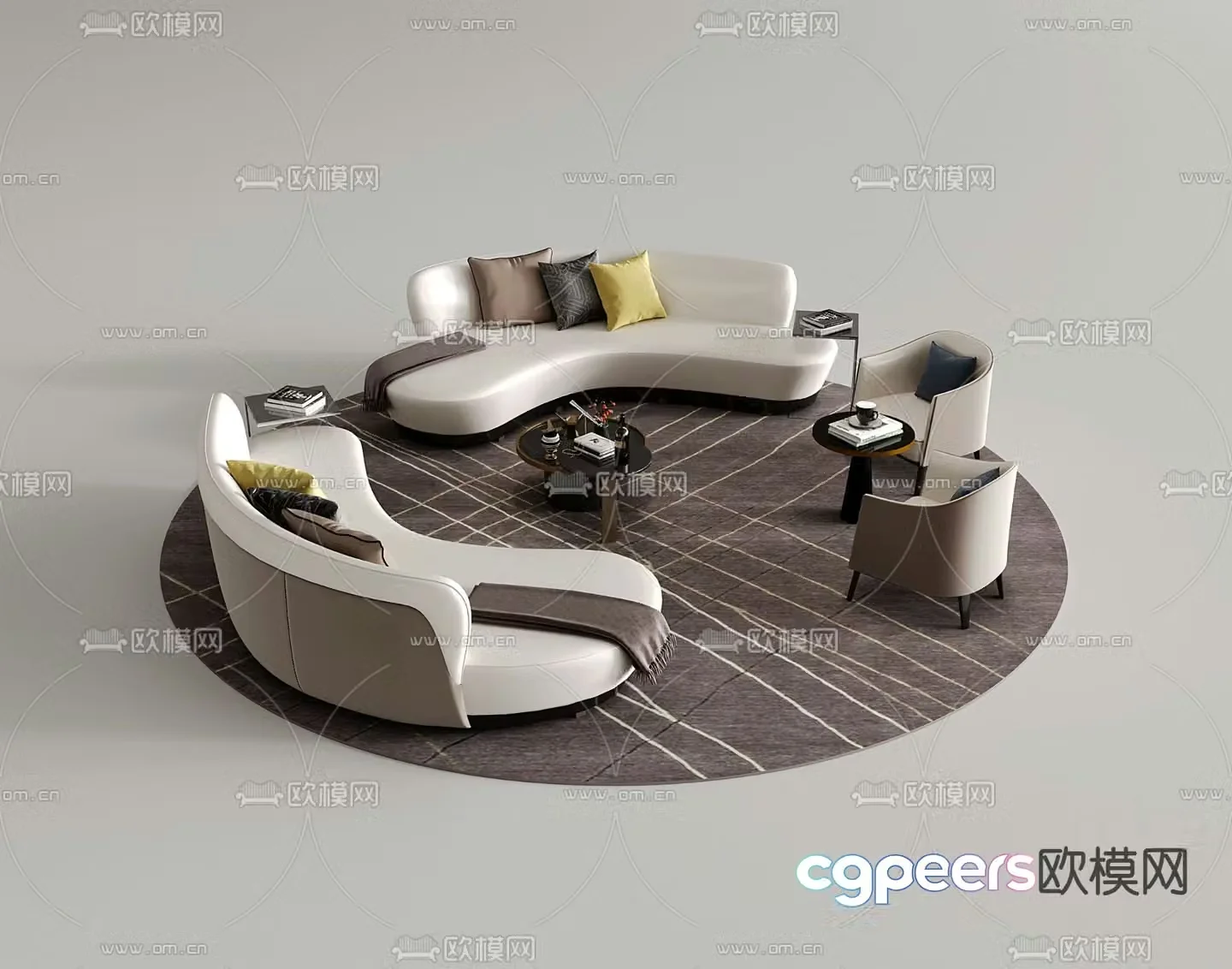 Modern modular sofa curved sofa 3d model