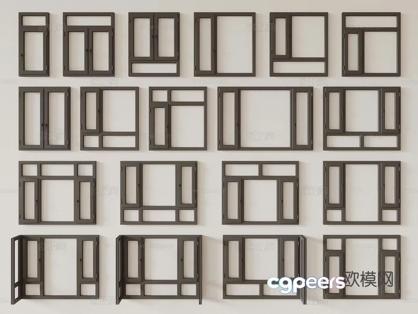 Modern window L-shaped bay window U-shaped bay window casement window 3D model