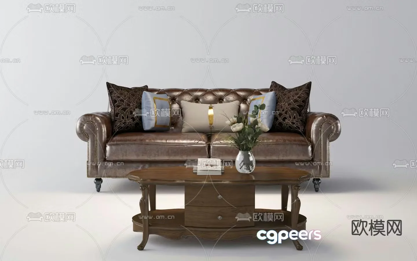 American double sofa 3d model