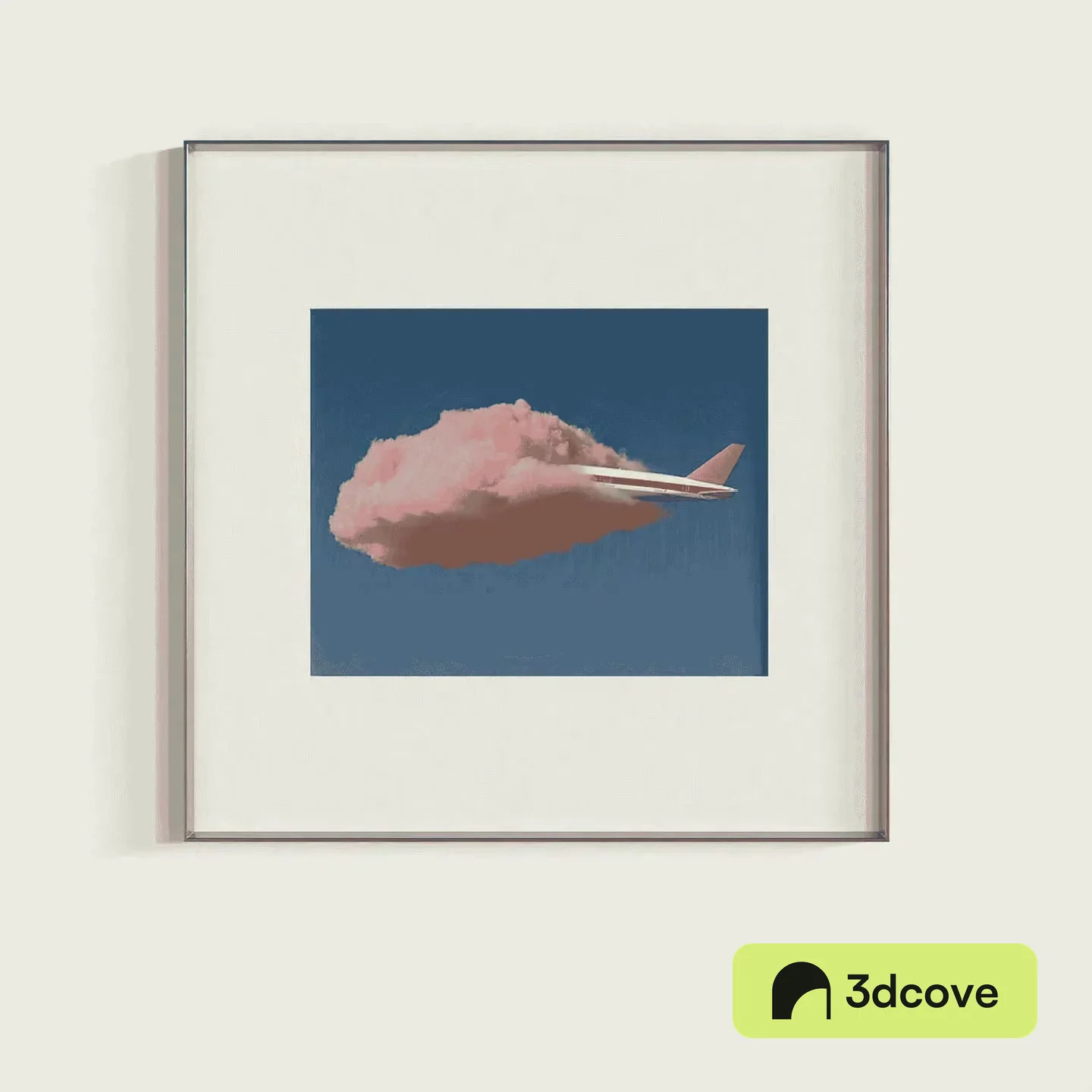 A Framed Picture Of An Airplane In The Sky