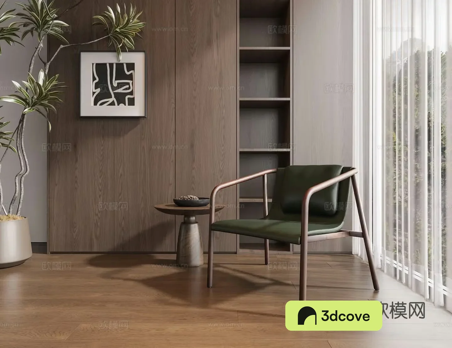 Middle-aged leisure chair sofa chair wooden leisure chair book chair leather chair 3d model