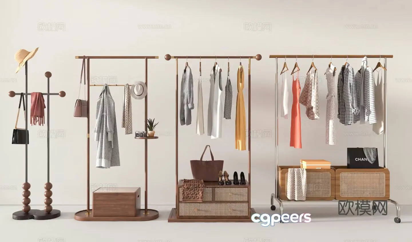 Retro medieval windbreaker hanger clothes rack clothes rack French clothes rack clothes rack metal clothes rack combination 3D model
