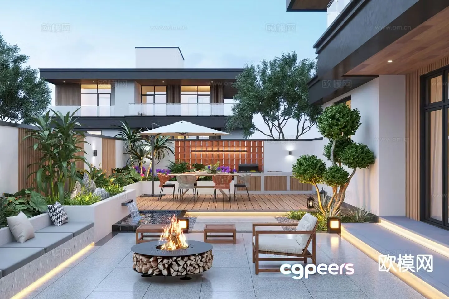 Courtyard landscape villa garden 3d model