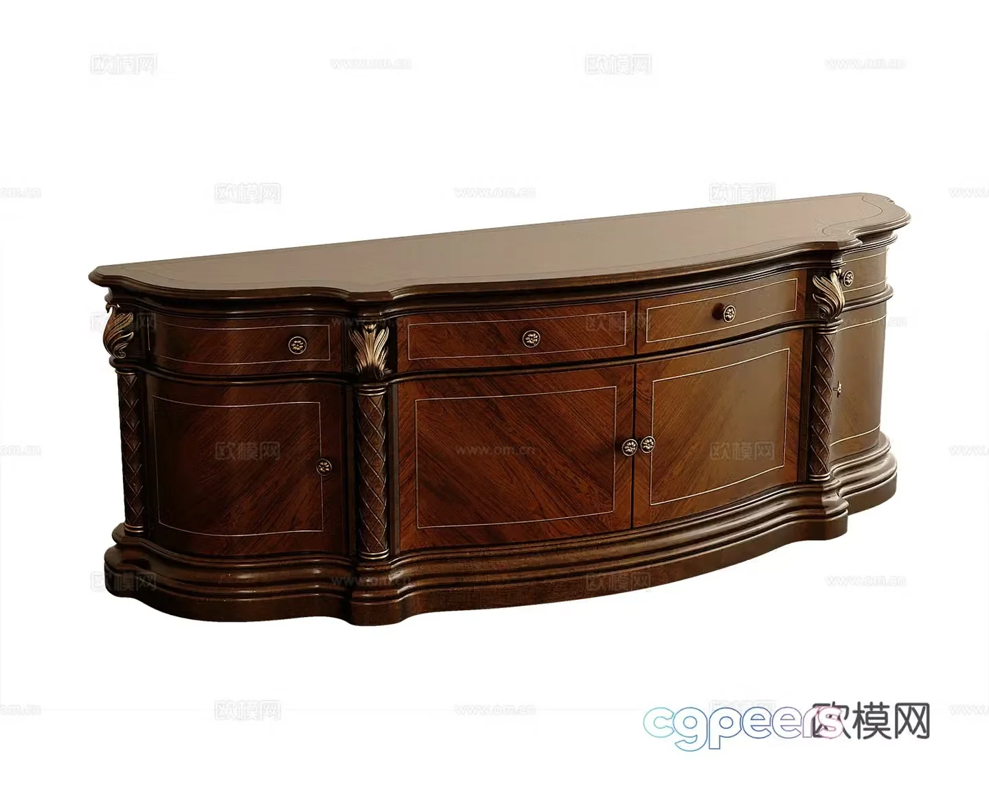 American TV cabinet side cabinet 3d model