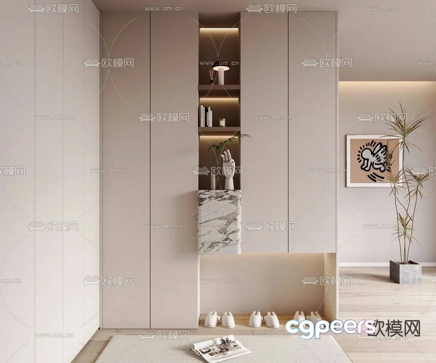 3D model of the entrance shoe cabinet