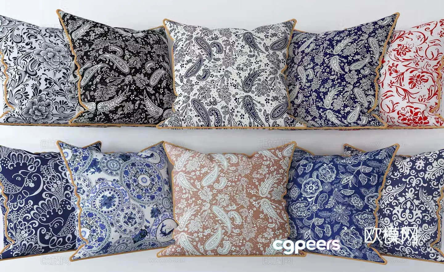 New Chinese style pillow 3D model
