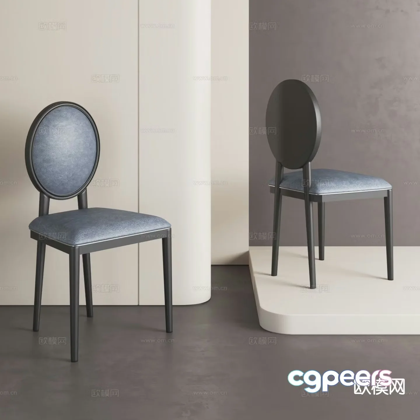 American dining chair single chair leather chair chair 3d model