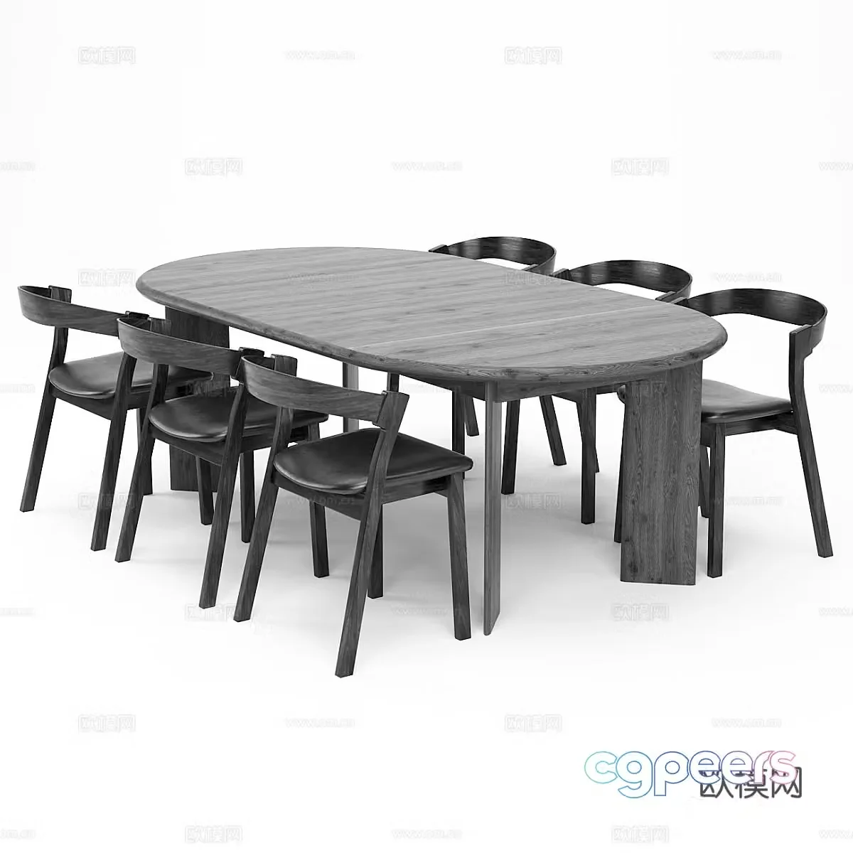 Solid wood dining table and chairs Retro dining table and chairs Classical dining table and chairs Outdoor dining table and chairs Garden dining table and chairs 3D model