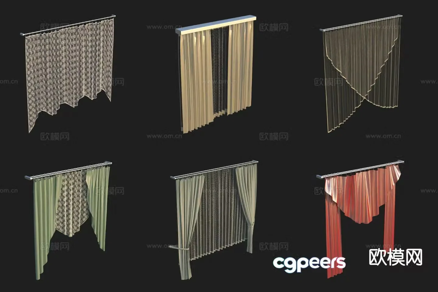 Modern curtain gauze curtain 3d model