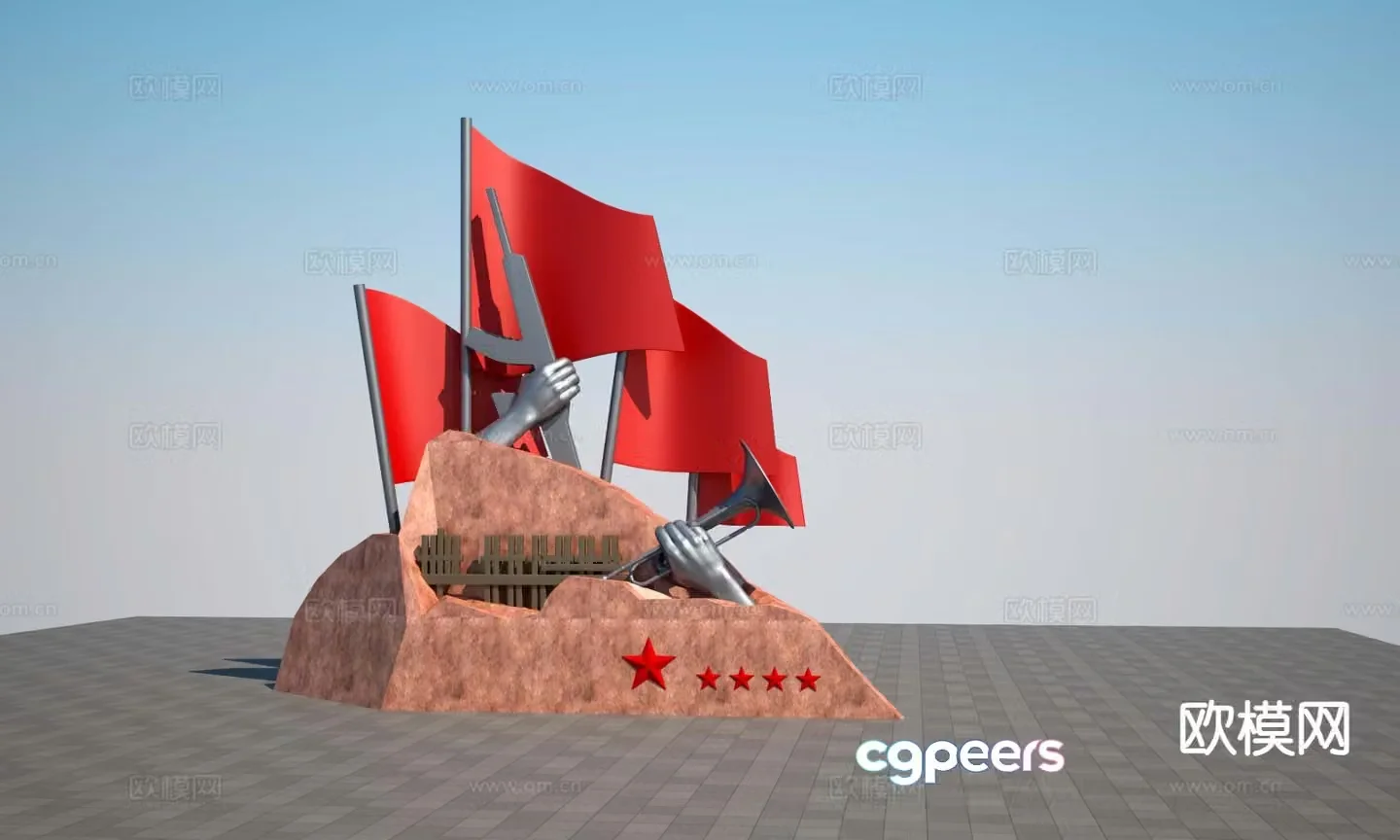 Modern red army sculpture 3d model