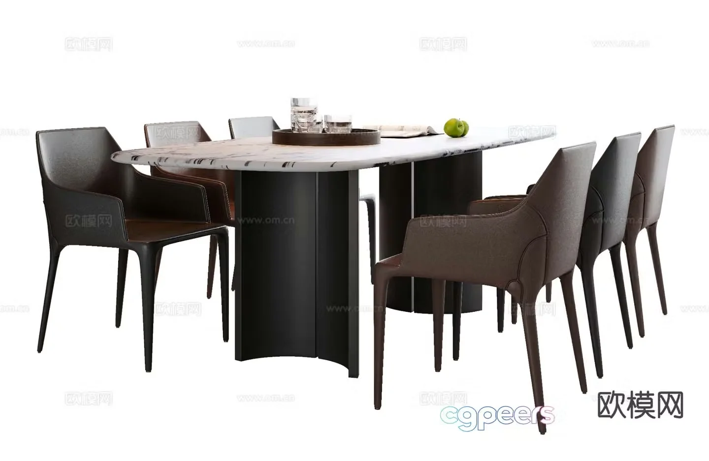 Italian dining table and chairs 3d model