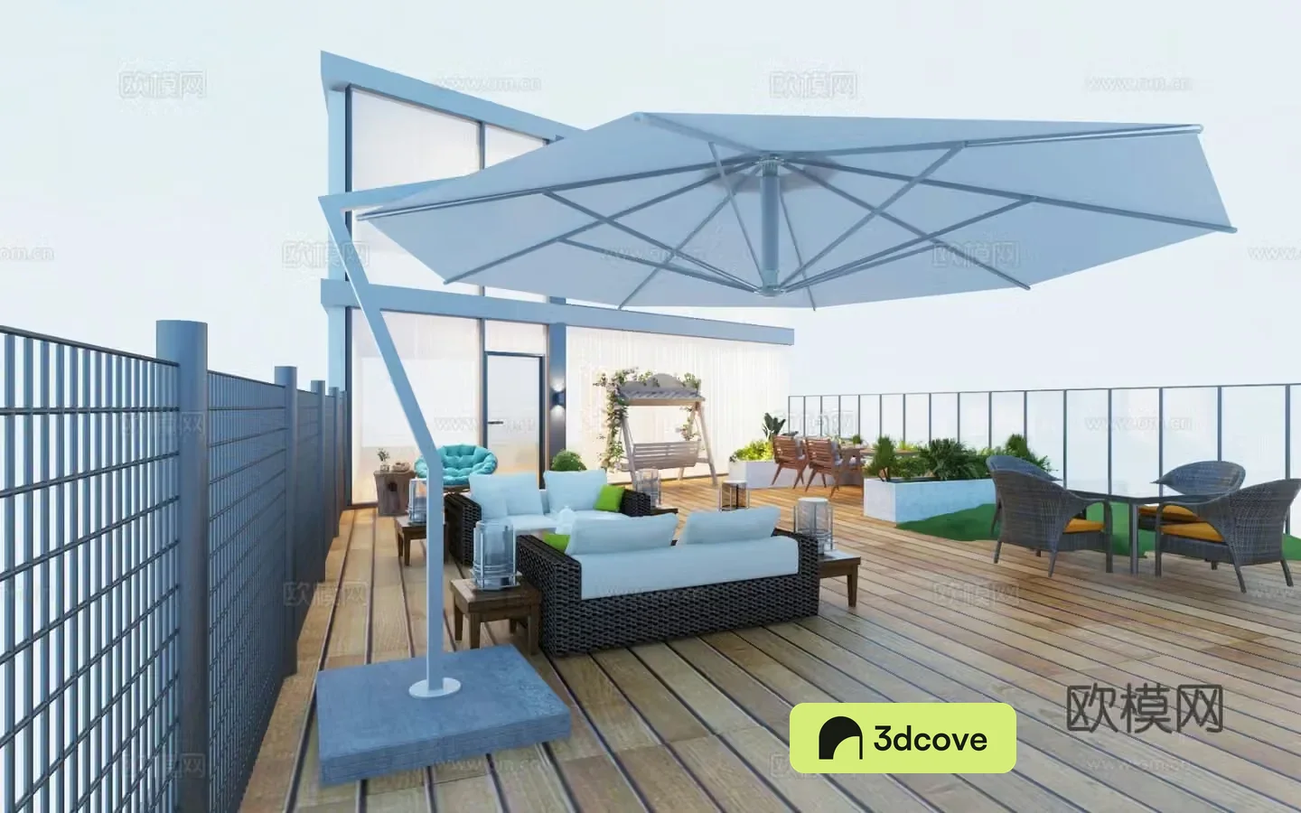 Modern terrace courtyard roof garden