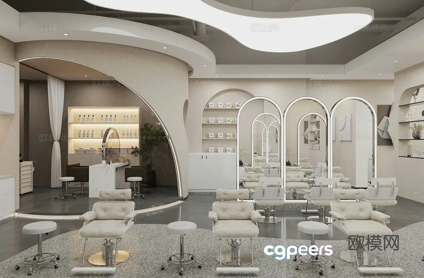 Modern barber shop Hairdressing shop 3d model