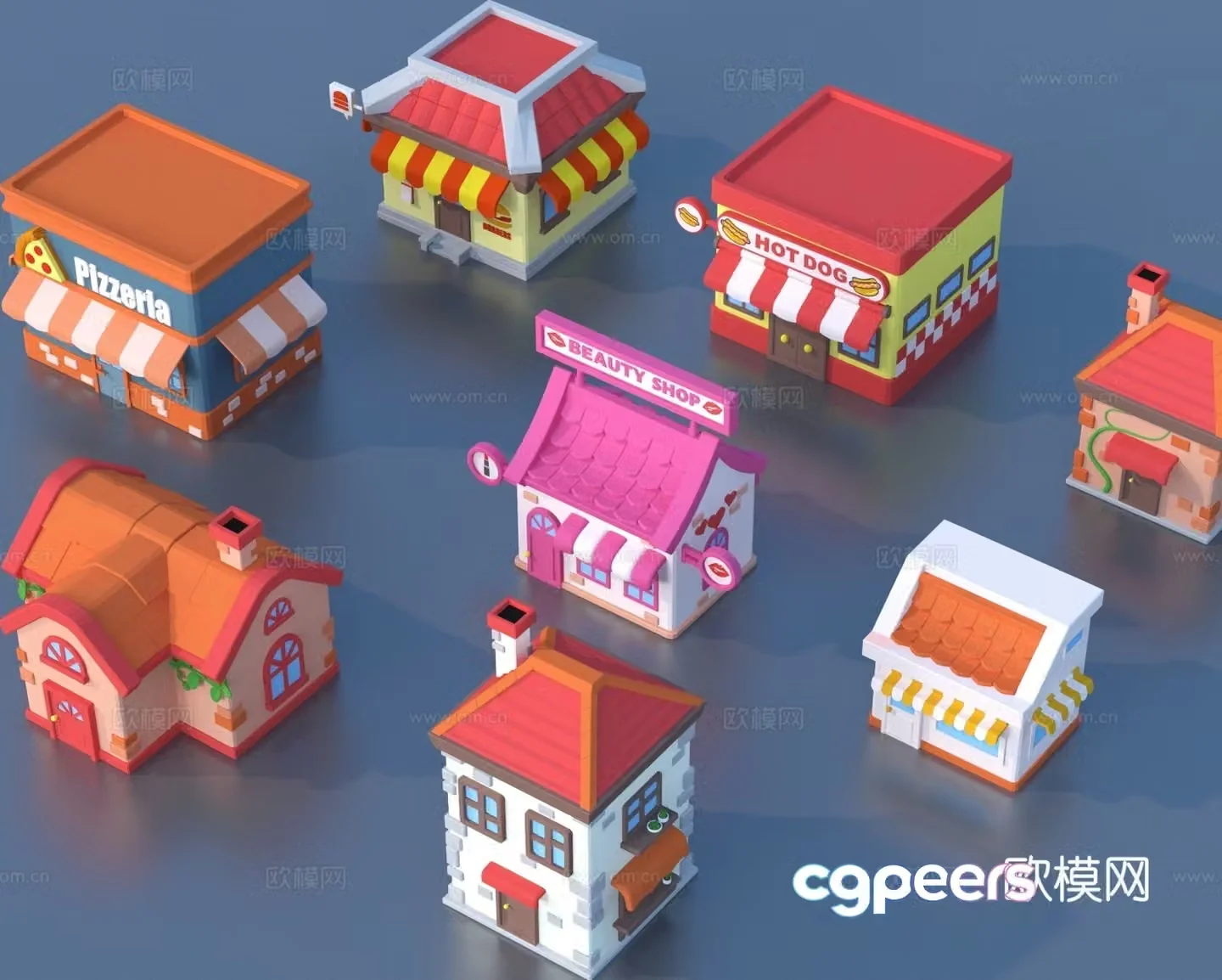 Cartoon house building block house 3d model