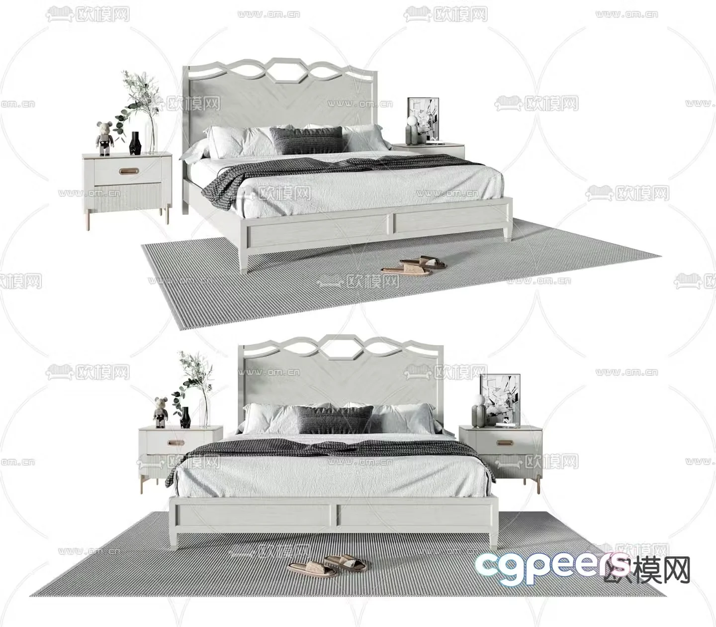 Modern double bed 3d model