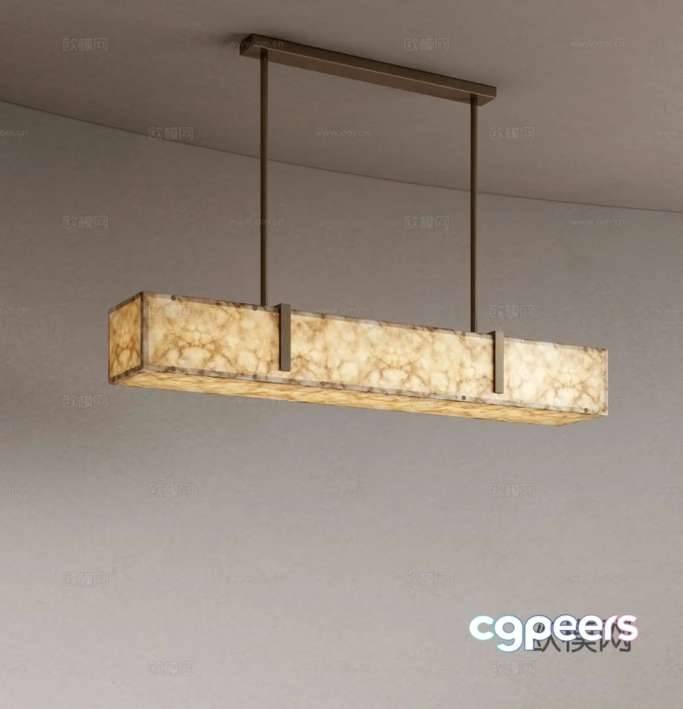 Light luxury translucent stone chandelier restaurant chandelier 3D model