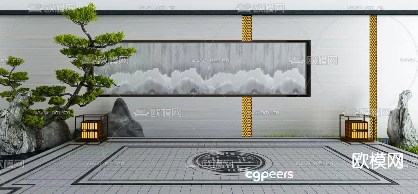 Garden stairs landscape sketch 3d model