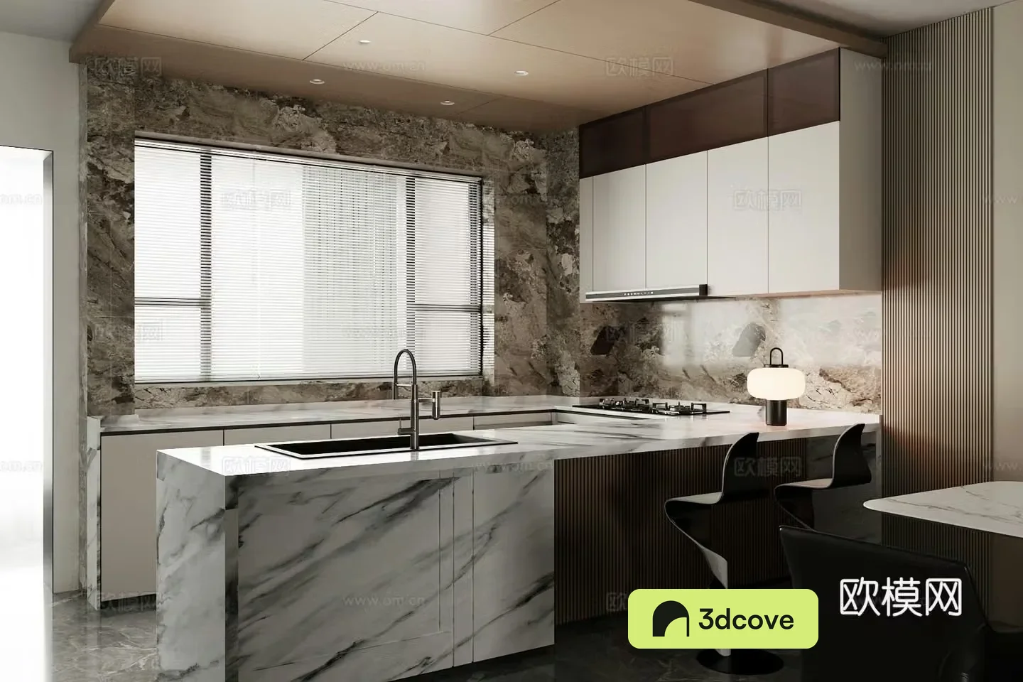 Modern light luxury home restaurant Open restaurant Long table restaurant Light luxury sideboard Dining table decoration
