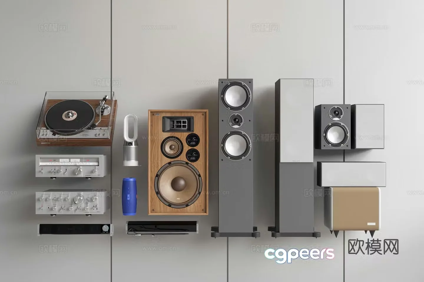Audio combination Speaker combination Subwoofer Speaker Record player Audio and video equipment 3D model