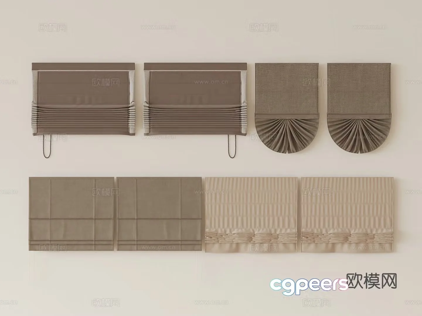 Modern Curtains Roller Blinds 3d model