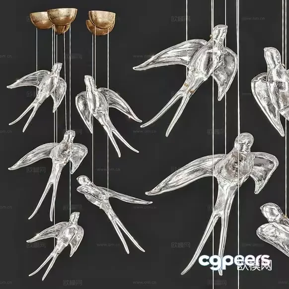 Artistic Glass Birds And Lights 3D Model – 20308 – CORONA Render