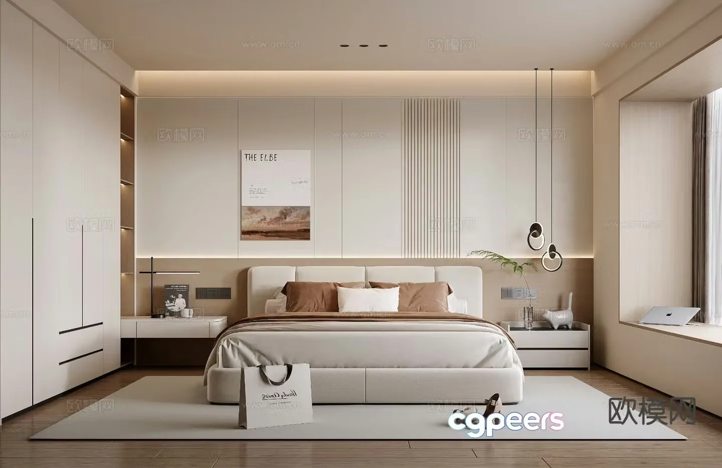 Cream style bedroom master bedroom 3d model