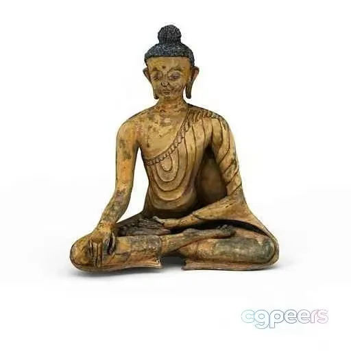 A Gold Statue Of A Buddha 3D Model – 13978 – VRAY Render