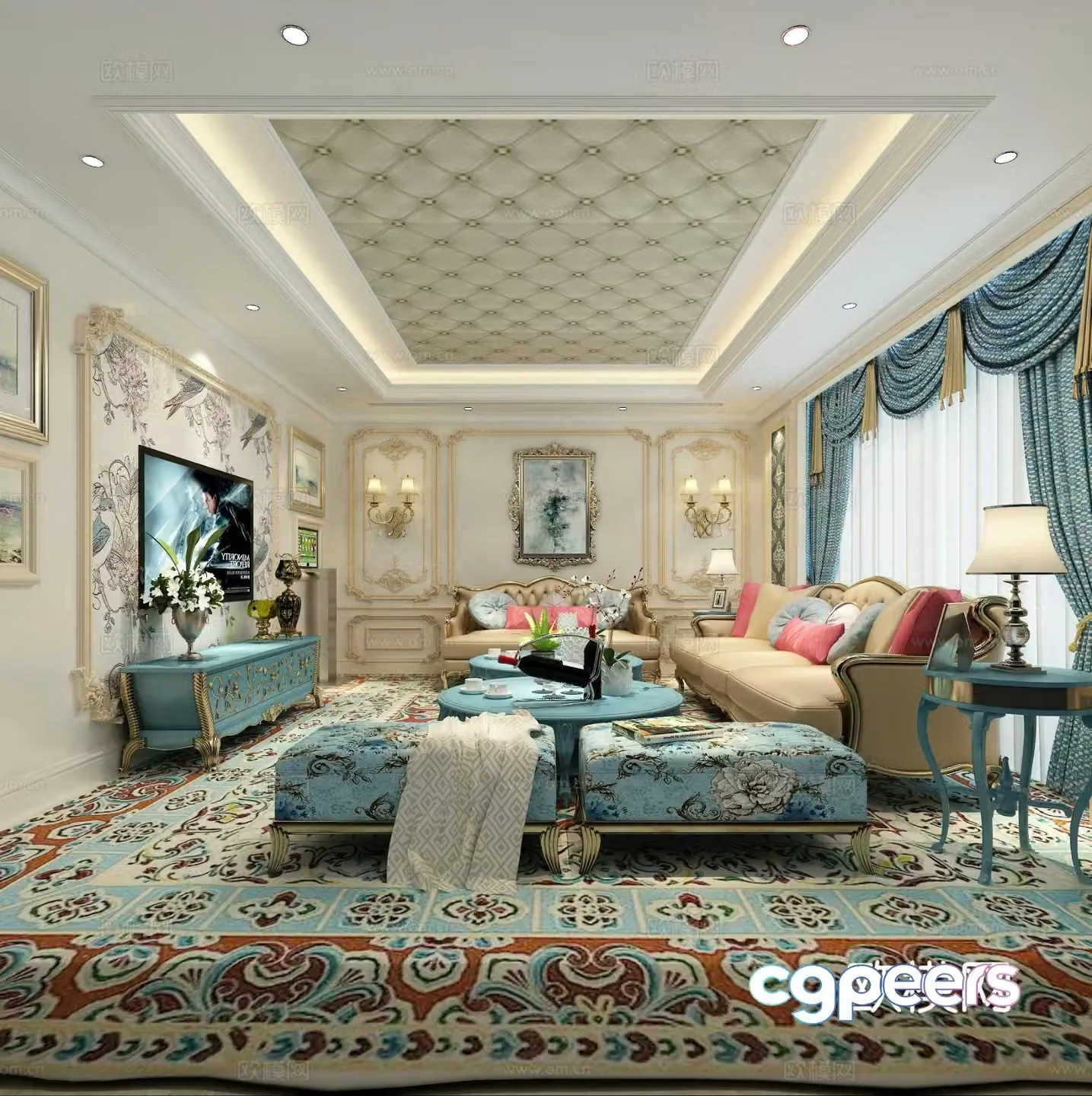 French living room 3d model
