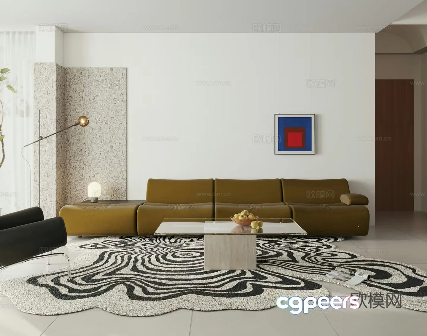 Modern Bauhaus Living Room Bauhaus Living Room Minimalist Living Room Horizontal Small Apartment 3D Model