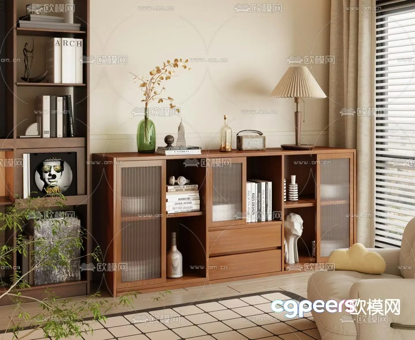 Medieval style entrance cabinet locker 3d model