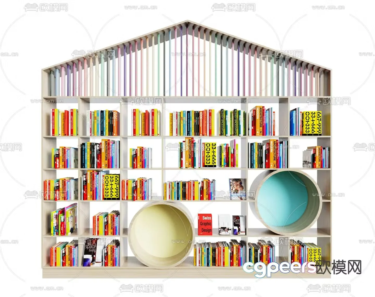 Modern children’s bookcase 3d model