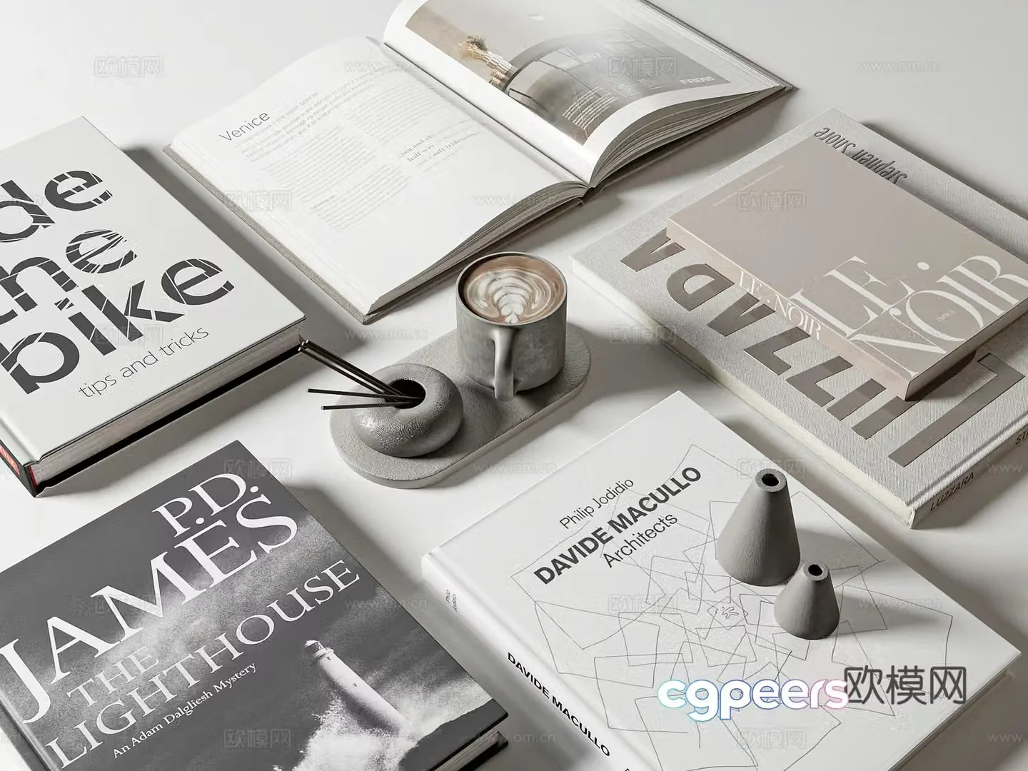Modern book ornaments 3d model