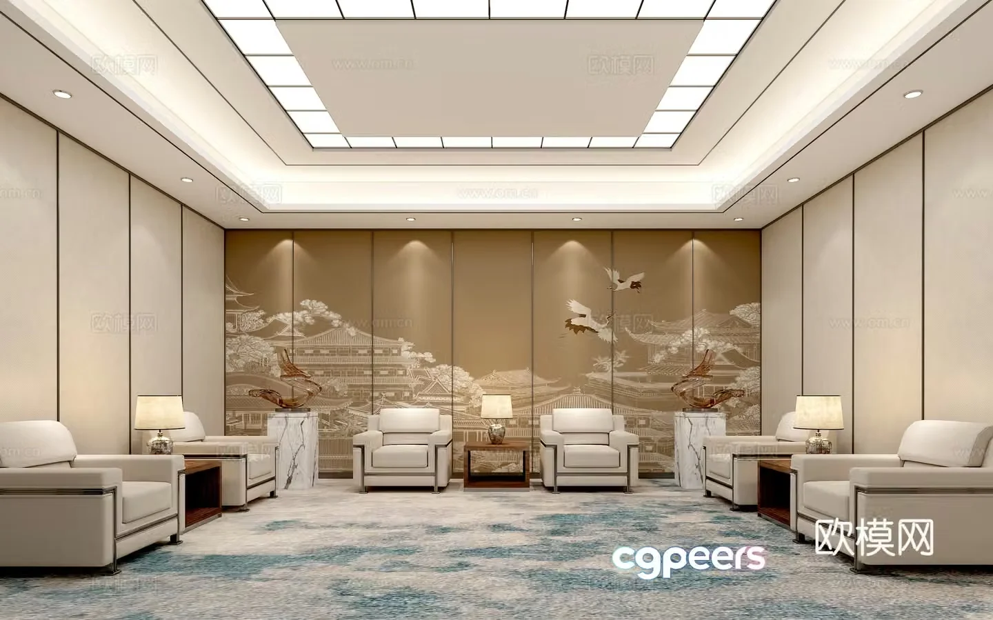 New Chinese style reception room VIP reception room 3D model