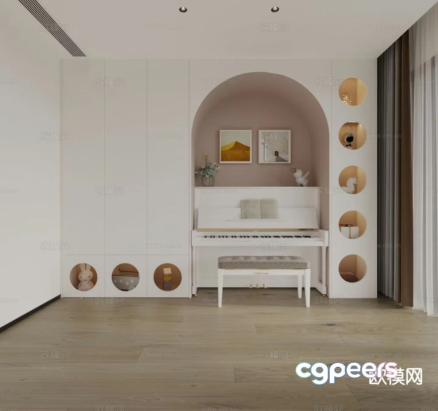 Modern piano cabinet children’s cabinet bookcase 3d model