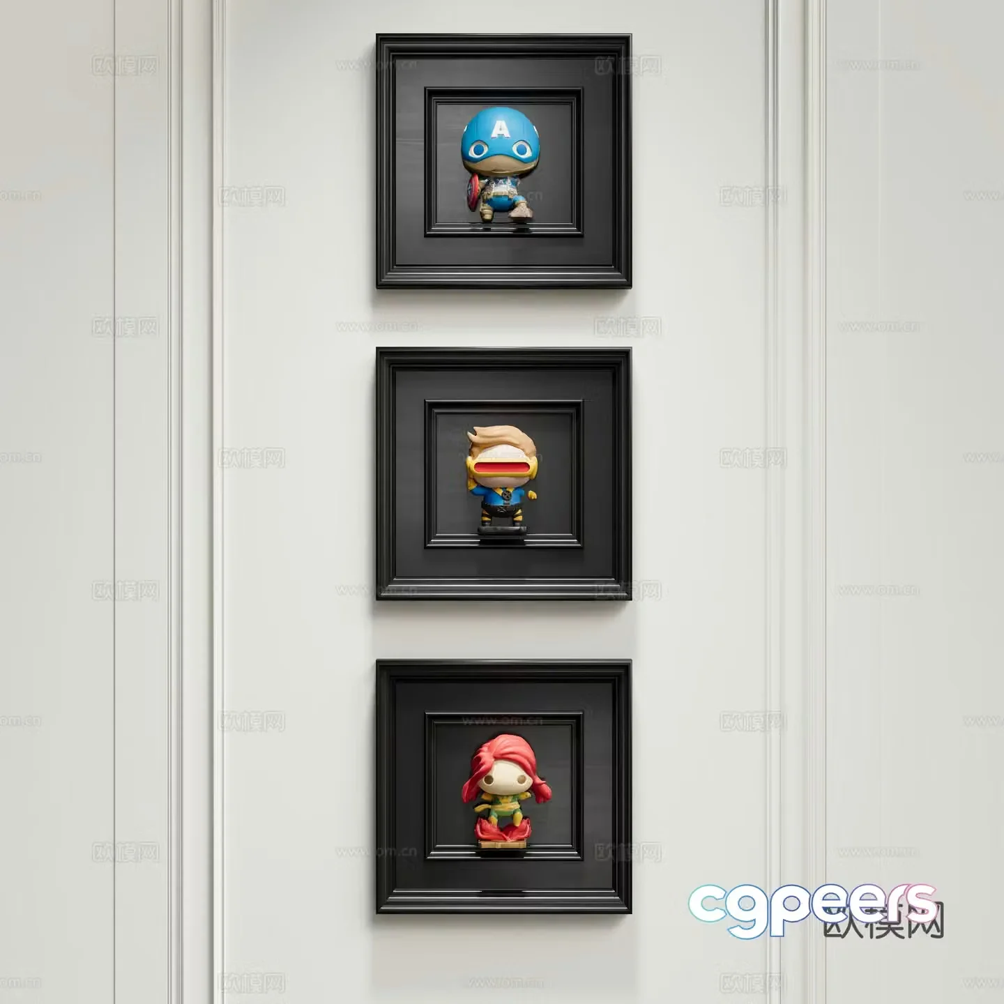 Modern cartoon decorative painting trendy hanging painting 3D model