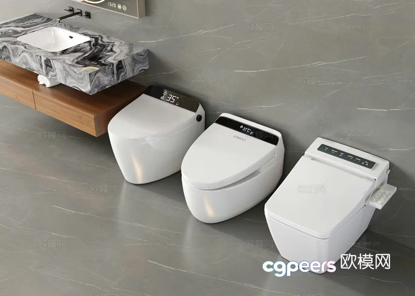Modern wall mounted toilet toilet smart toilet 3d model