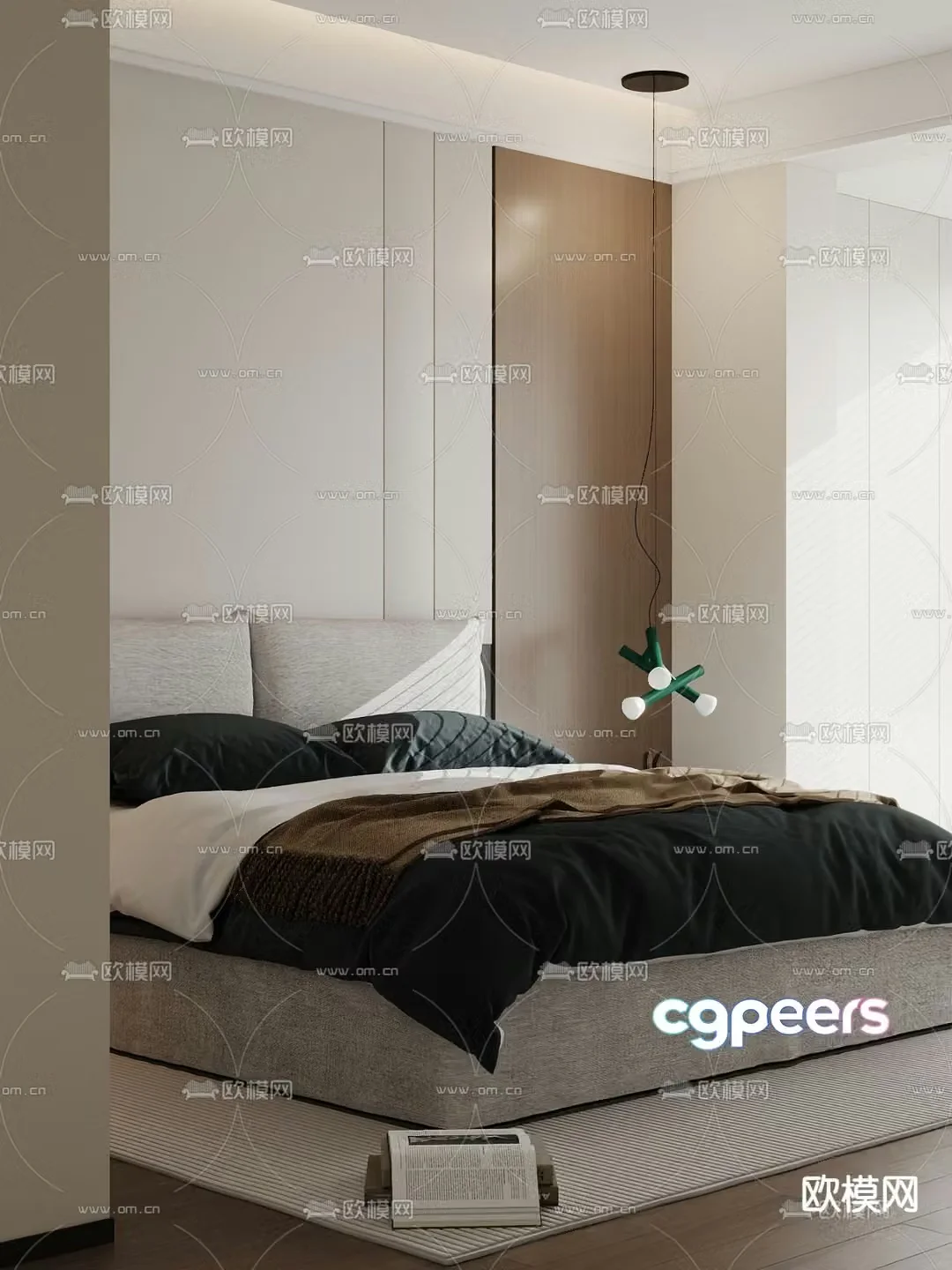 Modern double bed 3d model