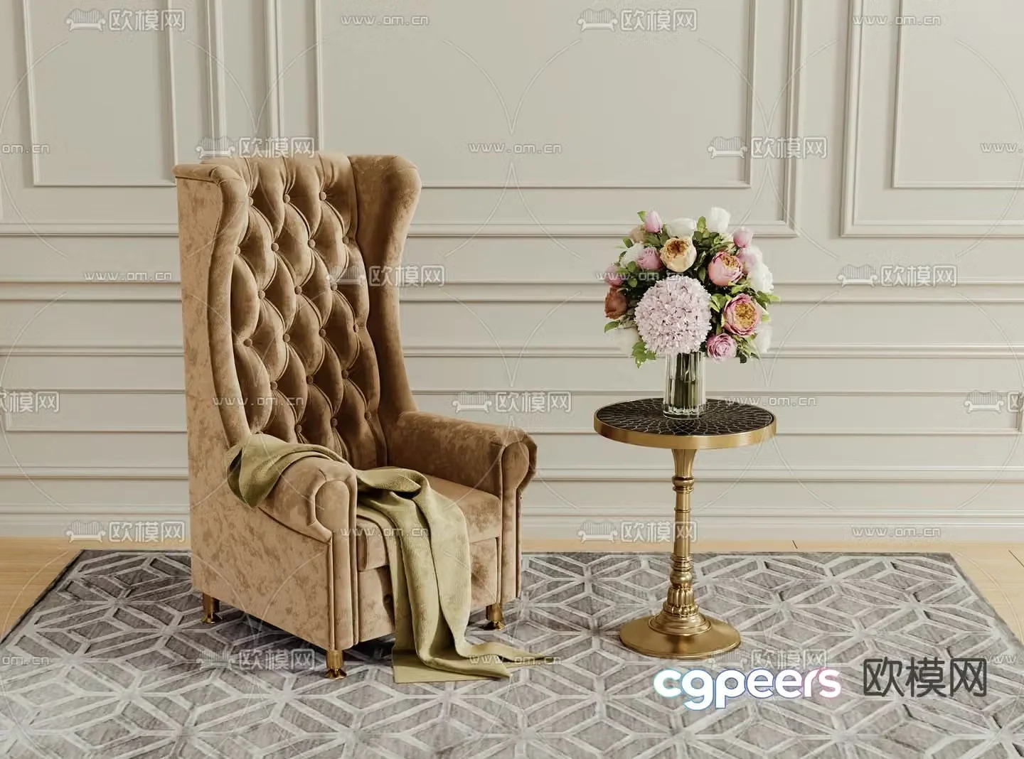 European style single sofa leisure sofa 3d model