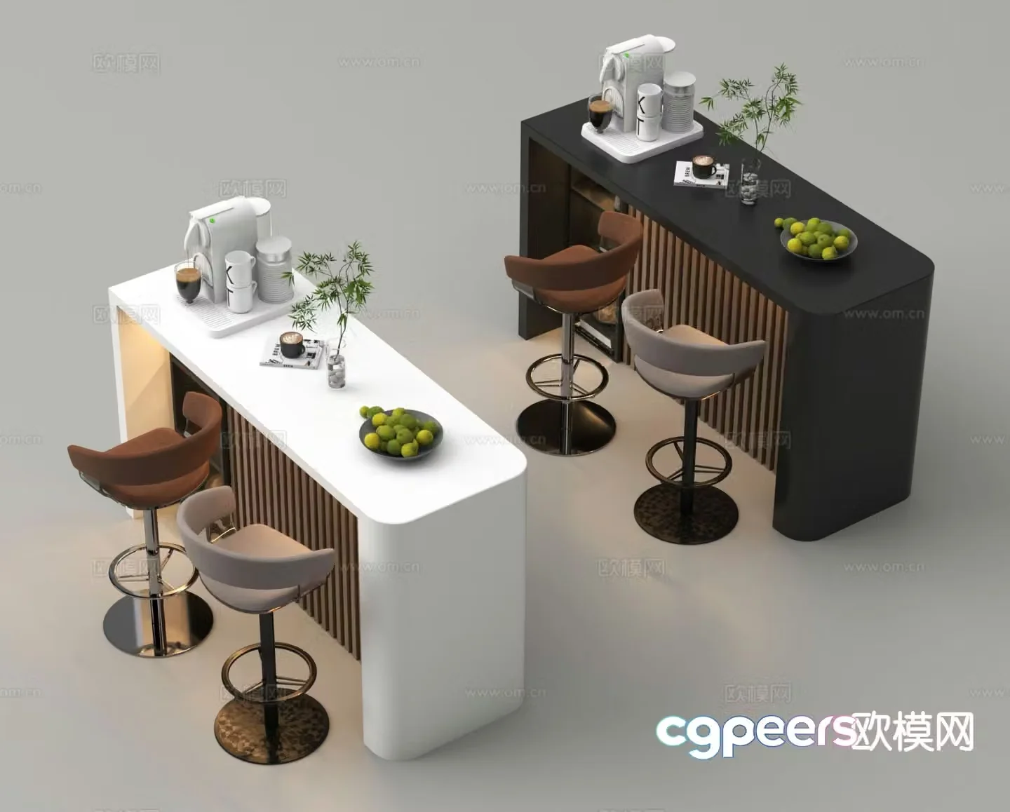 Modern island bar western kitchen bar water bar 3D model