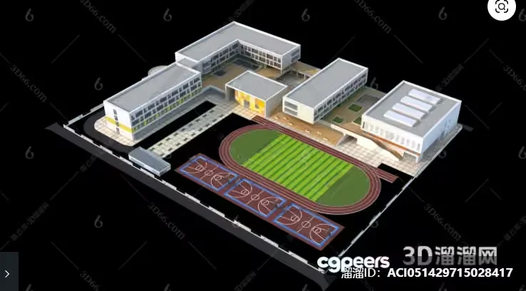 A 3D Rendering Of A School Building 3D Model – 373 – VRAY Render