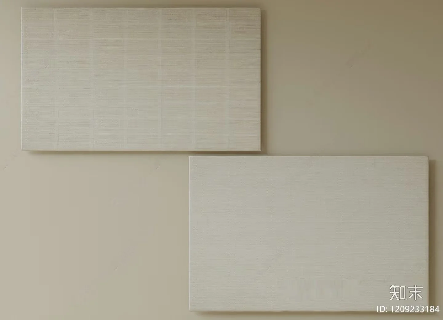 Two Blank Canvases On A Wall 3D Model – 15496 – VRAY Render