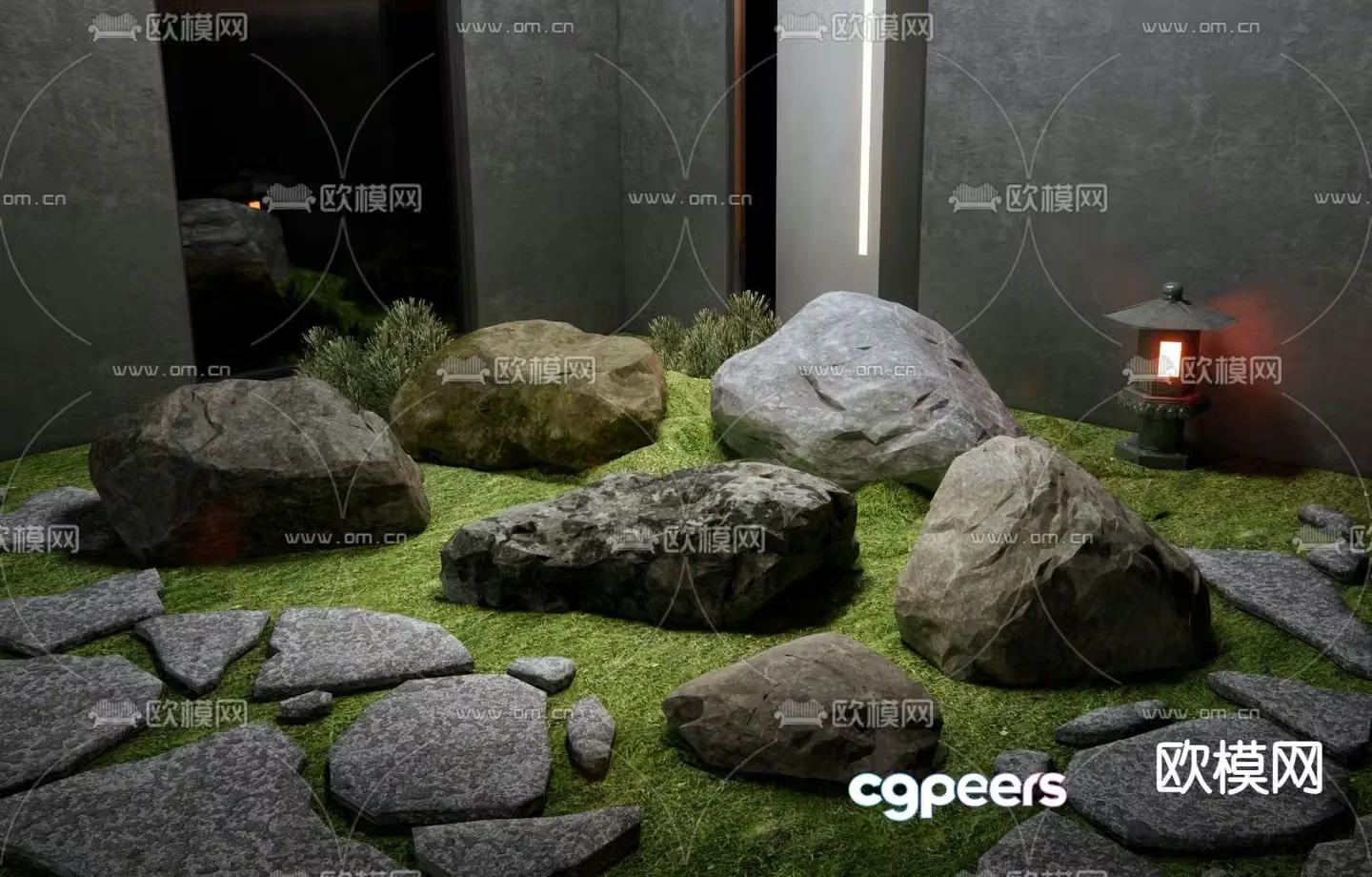 Landscape stones stones rocks rockery 3d model