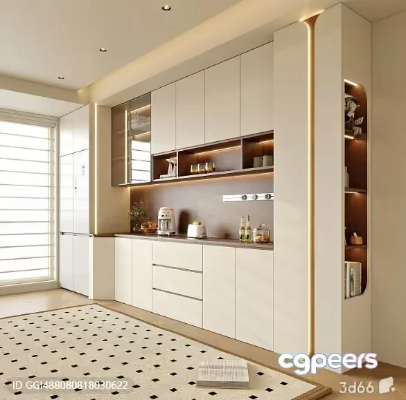 Modern Kitchen Design 3D Model – 22054 – CORONA Render