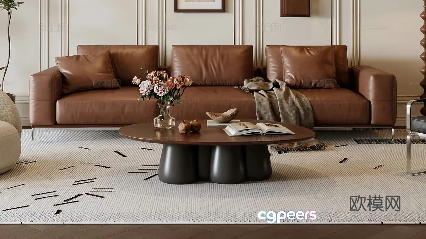 French sofa coffee table combination 3D model