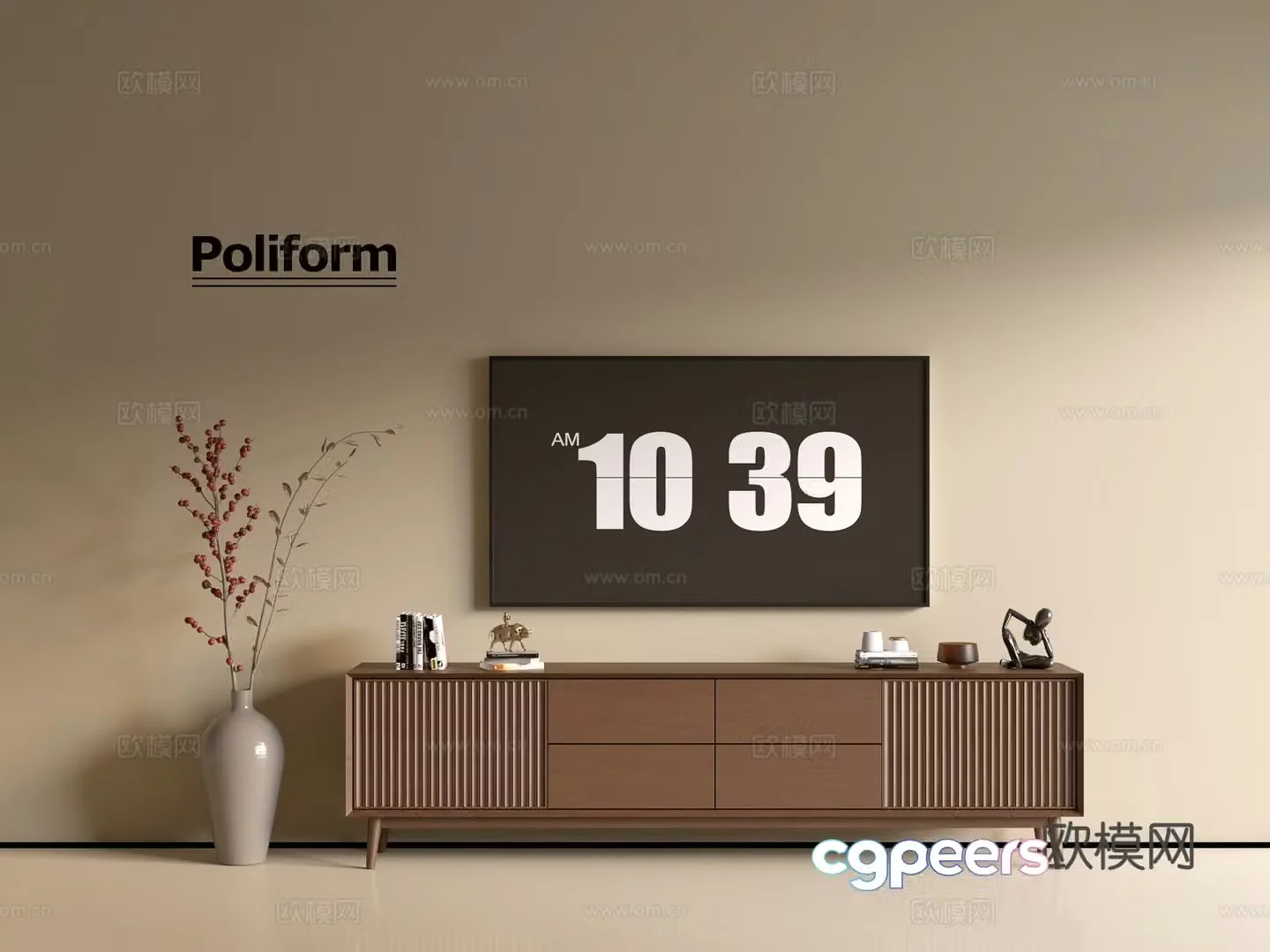 Modern wood grain TV cabinet simple side cabinet chest of drawers low cabinet whole cabinet side cabinet balcony 3D model