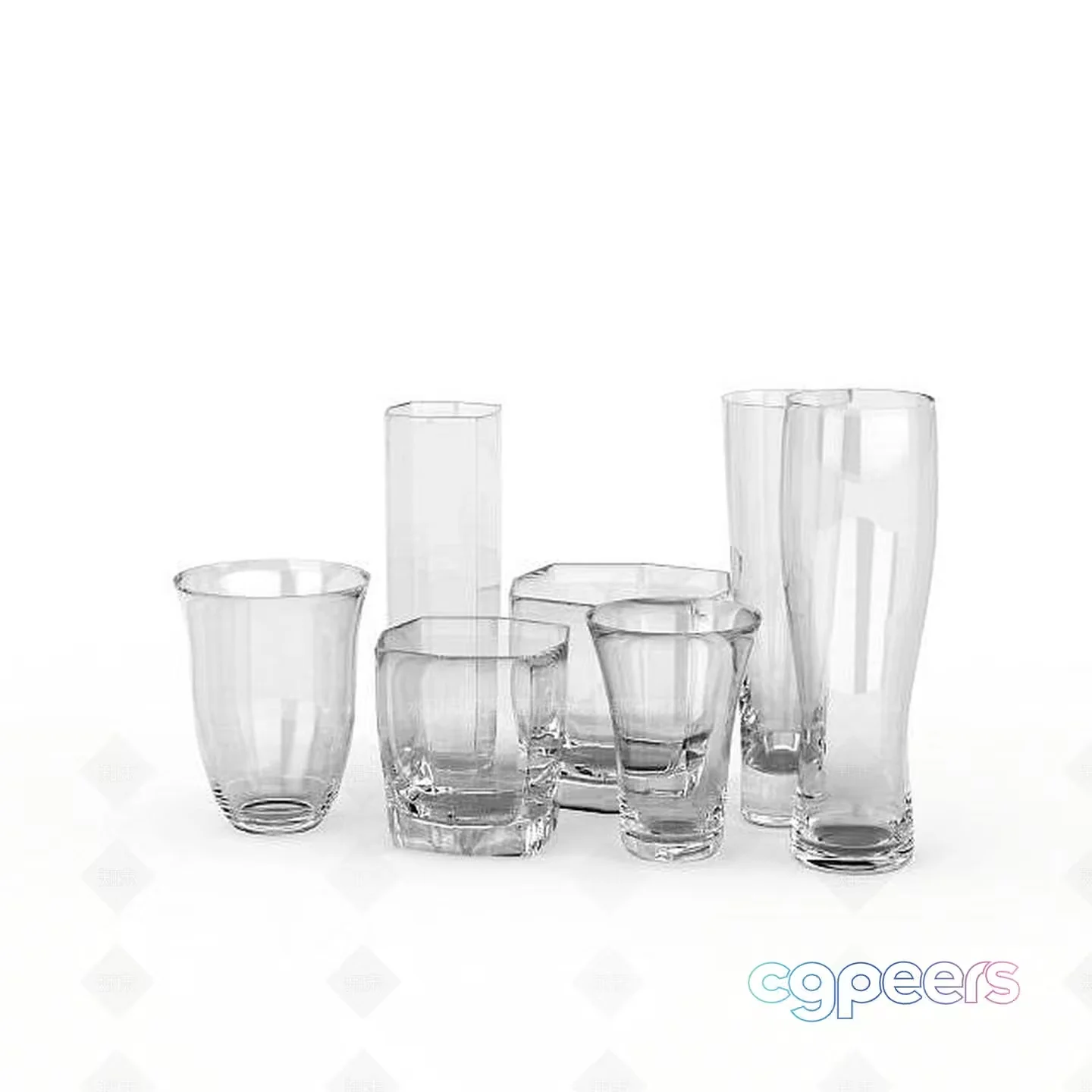 Clear Glassware 3D Model – 4965 – VRAY Render