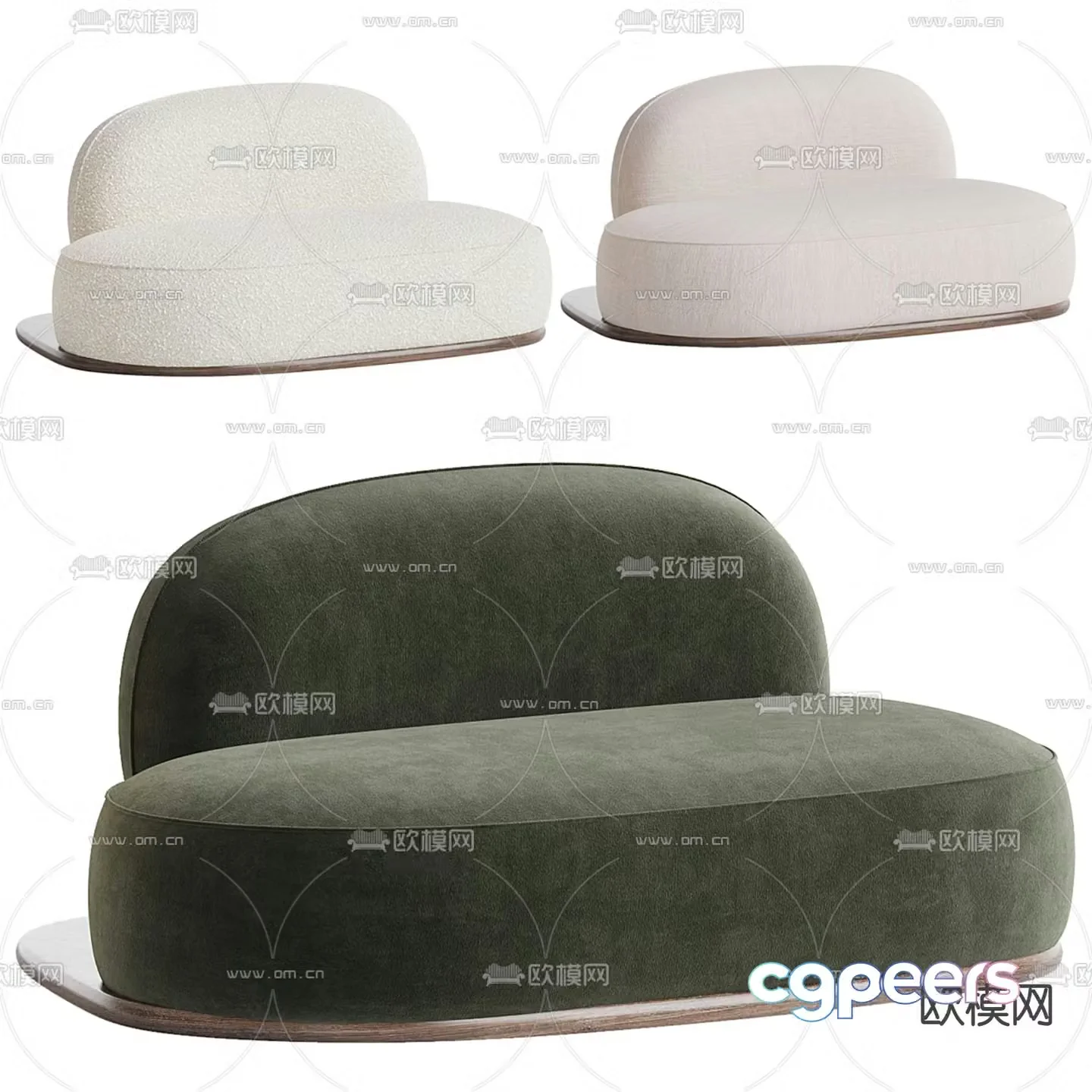 Criteria double sofa upholstered sofa 3d model